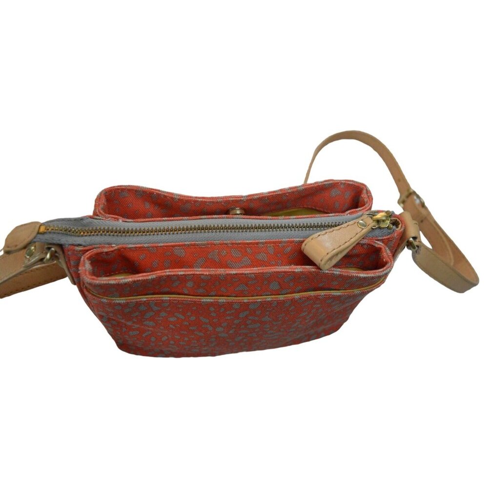 Anthorpologie Pilcro & The Letterpress Orange Beige Gray Crossbody Bag Buckle St - Picture 7 of 11